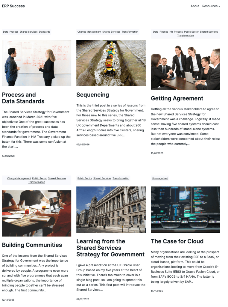 A screenshot of the ERP Success blog